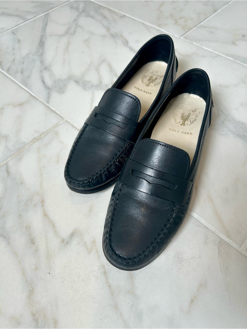 Cole Haan Pinch Hand Sewn Black Leather Classic Penny Loafers